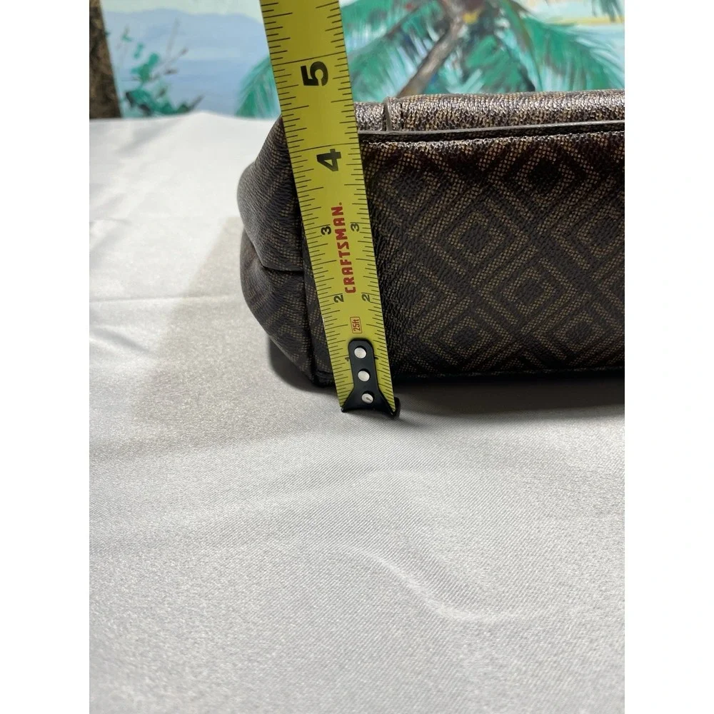 Liz Claiborne Purse Brown With Pattern 14 X 9 X 4 Some Wear On Corners